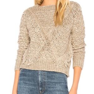 MAJORELLE oatmeal fringe sweater